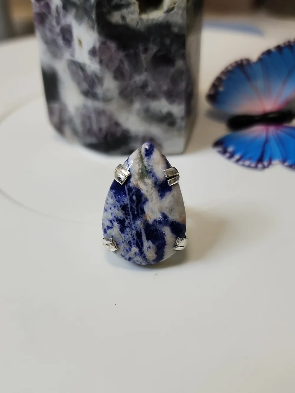 Teardrop Blue & White Stone Ring - Women Jewelry